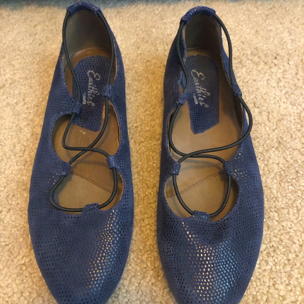 EARTHIES Navy Essen Leather Suede Ballet Flats 9.5
